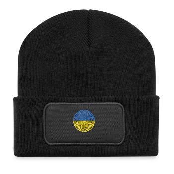 L'Ukraine L'Ukraine Україна L'amour Mandala de coeur - Beanie recyclé à patch - noir - Devant