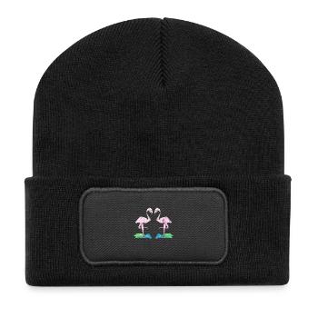 Low-Poly Flamingos - Recycled Patch Beanie - black - Front