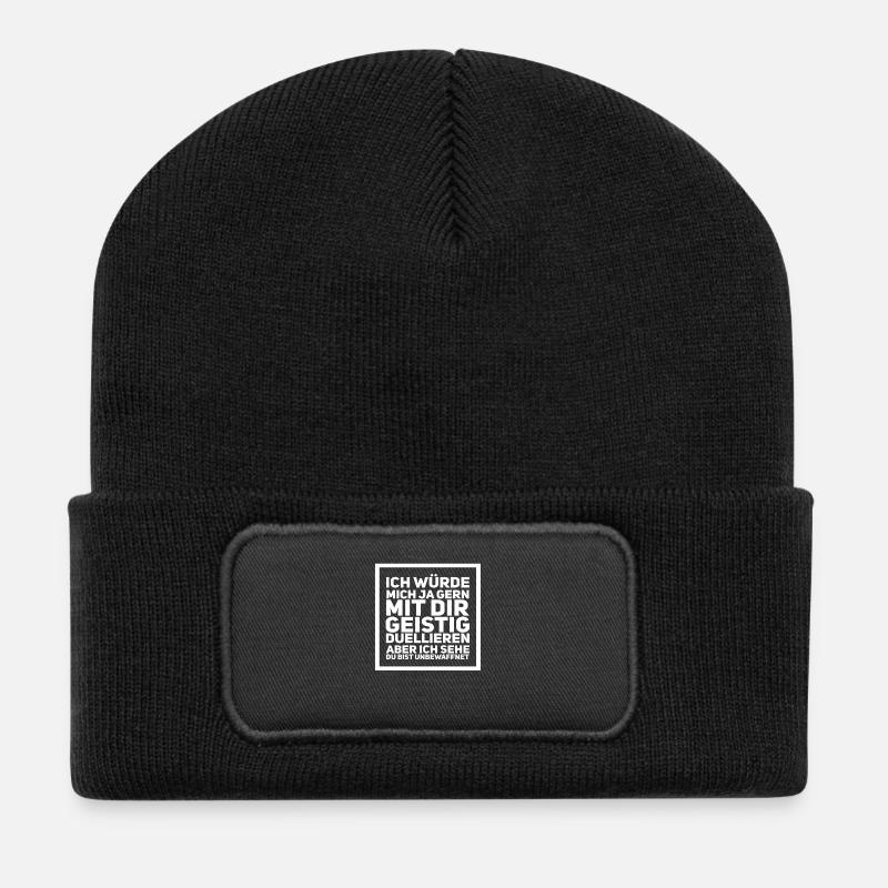 Lustiger Spruch - Recycelte Patch Beanie - Schwarz