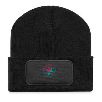 LIEBE GLAUBE HOFFNUNG / HERZ KREUZ ANKER - Recycelte Patch Beanie - Schwarz - Vorne