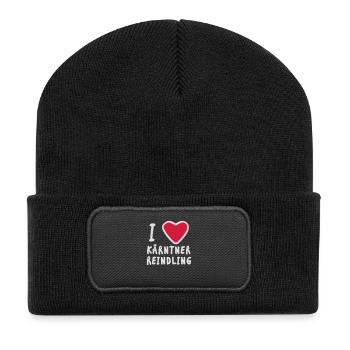 Kärntner Reindling / I love I heart Herz Kärnten - Recycelte Patch Beanie - Schwarz - Vorne
