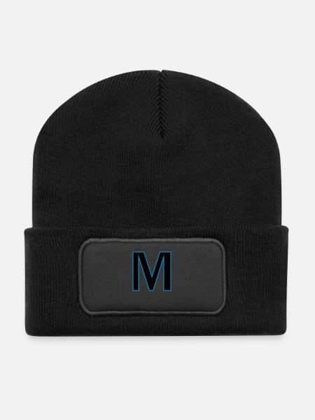 Buchstaben M Vektor - Recycelte Patch Beanie - Schwarz