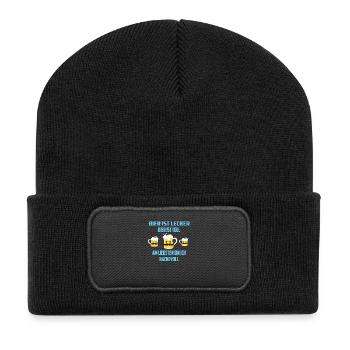 Bier - Recycelte Patch Beanie - Schwarz - Vorne
