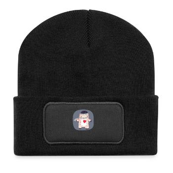 lieben - Recycelte Patch Beanie - Schwarz - Vorne