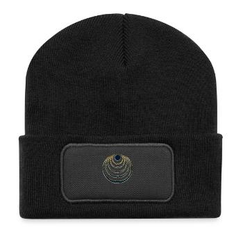 Mond Zauber, digital blau gold, Intuition, - Recycelte Patch Beanie - Schwarz - Vorne