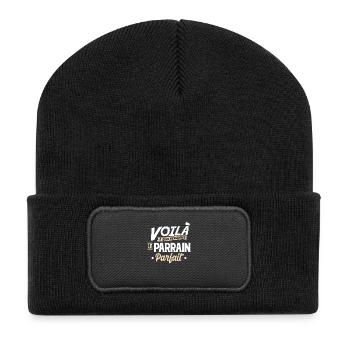 Le parrain parfait cool - Beanie recyclé à patch - noir - Devant