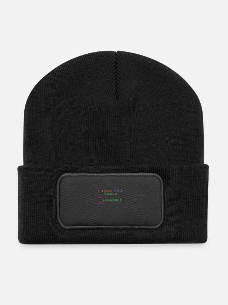 Programmierer Quellcode Hunger oder Spielen - Recycelte Patch Beanie - Schwarz
