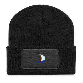 bateau à voile - Beanie recyclé à patch - noir - Devant