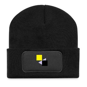 Abstrakte Quadrate - Recycelte Patch Beanie - Schwarz - Vorne