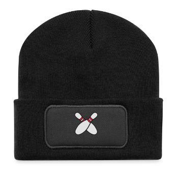 2 Bowling Pins - Recycelte Patch Beanie - Schwarz - Vorne