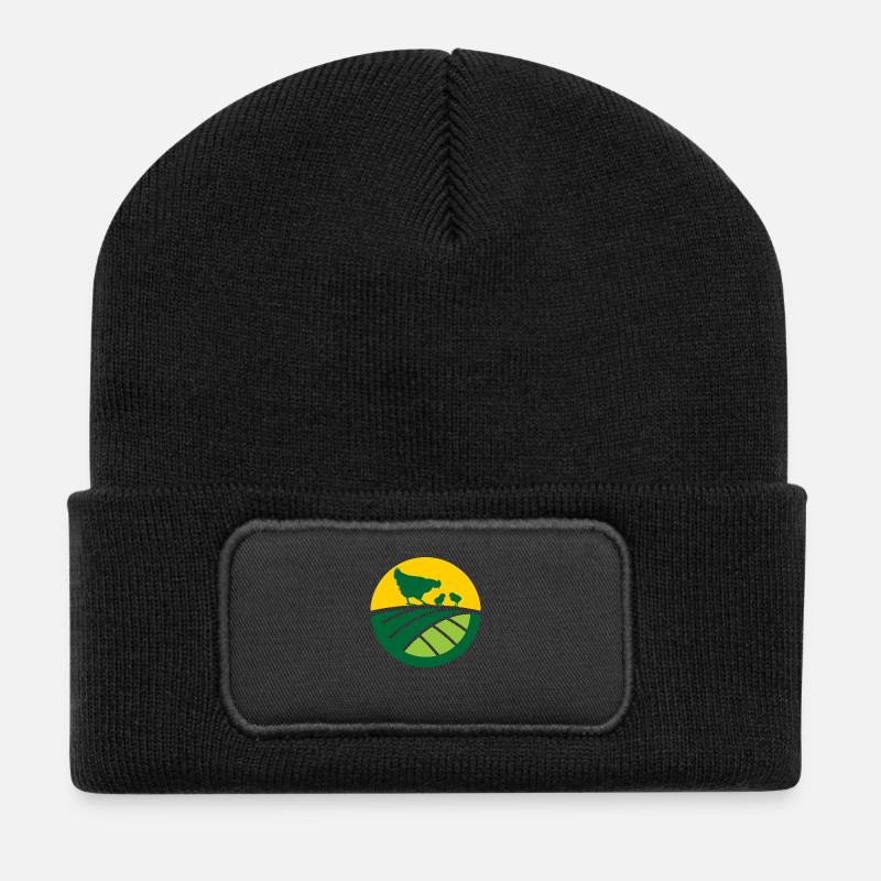 Poultry Fields - Recycelte Patch Beanie - Schwarz