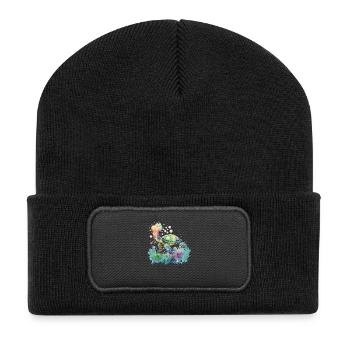 Colorful Turtle - Recycelte Patch Beanie - Schwarz - Vorne