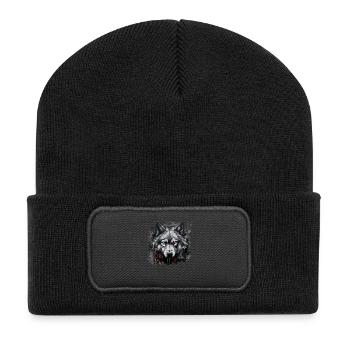 Loup solitaire. Chasseur urbain dans le style graffiti. - Beanie recyclé à patch - noir - Devant