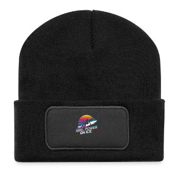 Weibliche Power-Snowboarderin - Recycelte Patch Beanie - Schwarz - Vorne