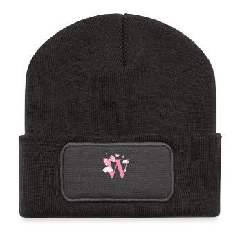 Lettre w rose nuages - Beanie recyclé à patch - charbon - Devant