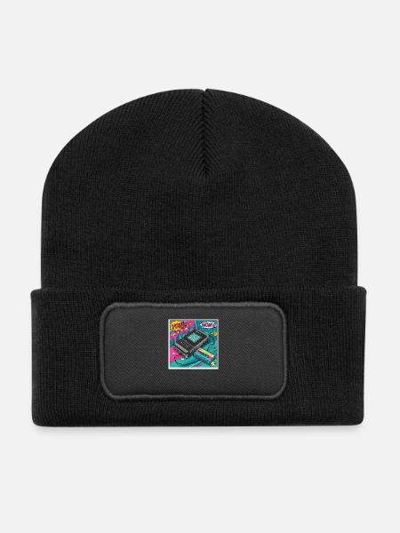 90s vibes: Walkman cult in comic look - Recycled Patch Beanie - black