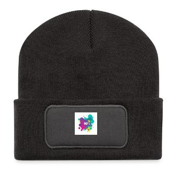 Ambiance des années 90 - Beanie recyclé à patch - charbon - Devant