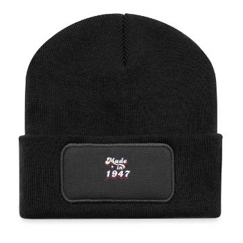 Hergestellt im Jahr 1947 Retro - Recycelte Patch Beanie - Schwarz - Vorne