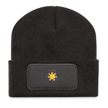 Stand Tall, Stay Unique – Cute Giraffe Motivationa - Recycled Patch Beanie - dark grey - Front