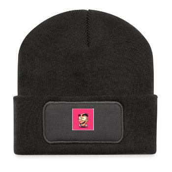 Cartoon-Chaos: Eine humorvolle Darstellung - Recycelte Patch Beanie - Dunkelgrau - Vorne