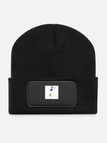 Fleur - Beanie recyclé à patch - noir