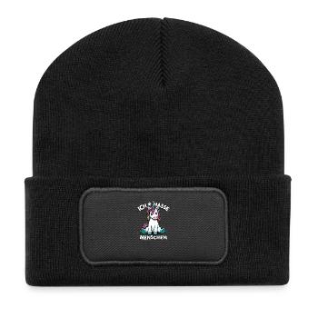 Ich hasse Menschen Einhorn Lustig Bunt - Recycelte Patch Beanie - Schwarz - Vorne