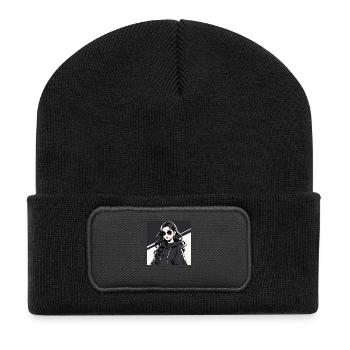 Femme Anime Rétro-Futuriste En Noir - Beanie recyclé à patch - noir - Devant