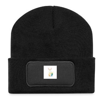 Hasi’s Ostereierwunder - Recycelte Patch Beanie - Schwarz - Vorne
