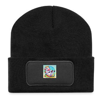 Funny Unicorn - Magic, Glitter and Fun - Recycled Patch Beanie - black - Front