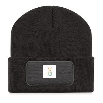 Ei-Liebe & Hasenzauber - Recycelte Patch Beanie - Dunkelgrau - Vorne