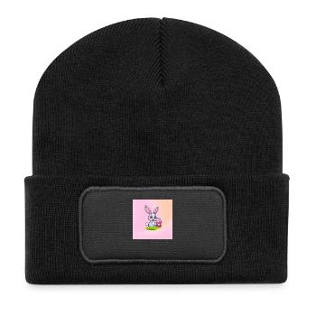 Bunte Ostern - Recycelte Patch Beanie - Schwarz - Vorne
