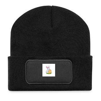 Hase & Ei – Das Osterwunder - Recycelte Patch Beanie - Schwarz - Vorne