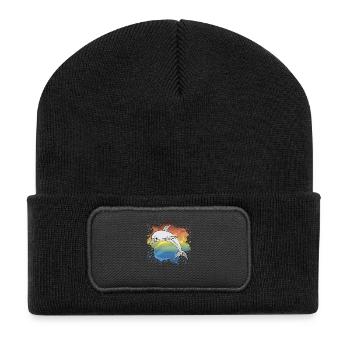 Delfin - Recycelte Patch Beanie - Schwarz - Vorne