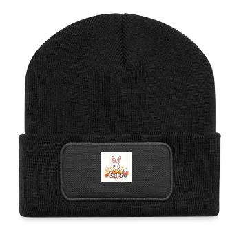 Zauberhafter Osterhase - Recycelte Patch Beanie - Schwarz - Vorne