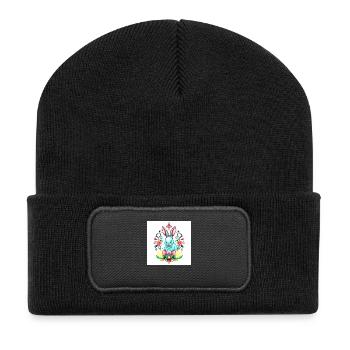 Ei-Catcher: Hase Edition - Recycelte Patch Beanie - Schwarz - Vorne