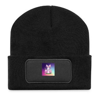 Hasenpower & Osterfreude - Recycelte Patch Beanie - Schwarz - Vorne