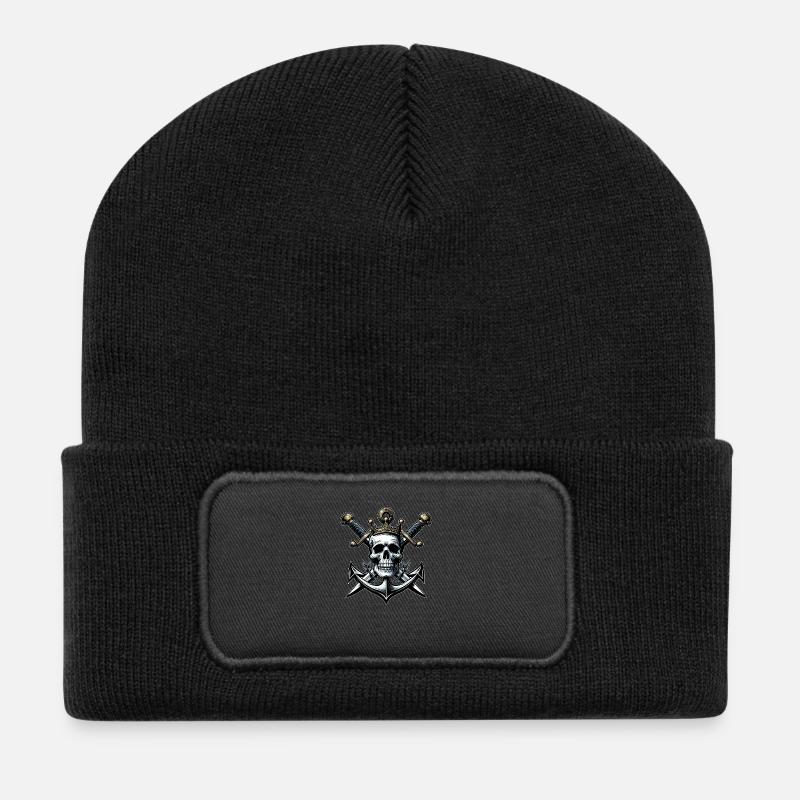 Piraten König - Recycelte Patch Beanie - Schwarz