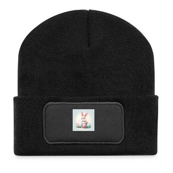 „Ostermagie für dich!“ - Recycelte Patch Beanie - Schwarz - Vorne
