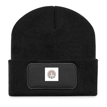 Hoppeltraum: Hase & Ei - Recycelte Patch Beanie - Schwarz - Vorne