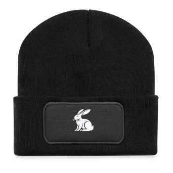 hase kaninchen - Recycelte Patch Beanie - Schwarz - Vorne