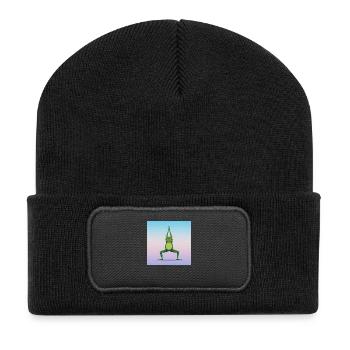 La grenouille yoga - Beanie recyclé à patch - noir - Devant