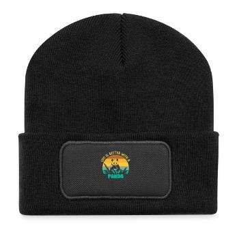 Panda Gift Panda Bear Animal Saying Gift Idea - Recycled Patch Beanie - black - Front
