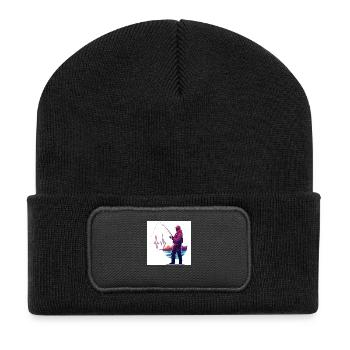 Angler mit Herzschlag: Meister der Geduld - Recycelte Patch Beanie - Schwarz - Vorne