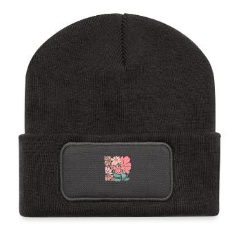 Groovy Retro Pink Flowers - Recycled Patch Beanie - dark grey - Front