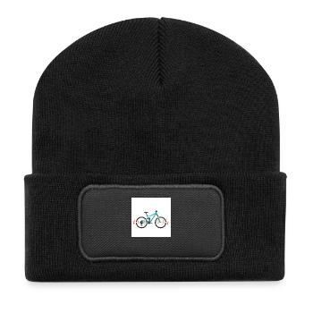 In the rhythm of the mountains: mountain biking & heartbeat - Recycled Patch Beanie - black - Front