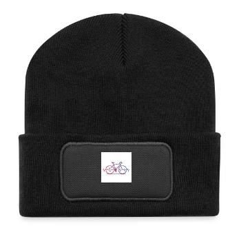 Puls hoch, Reifen runter – Mountainbike pur - Recycelte Patch Beanie - Schwarz - Vorne