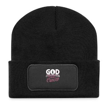 God is Greater Than Cancer - Recycled Patch Beanie - black - Front