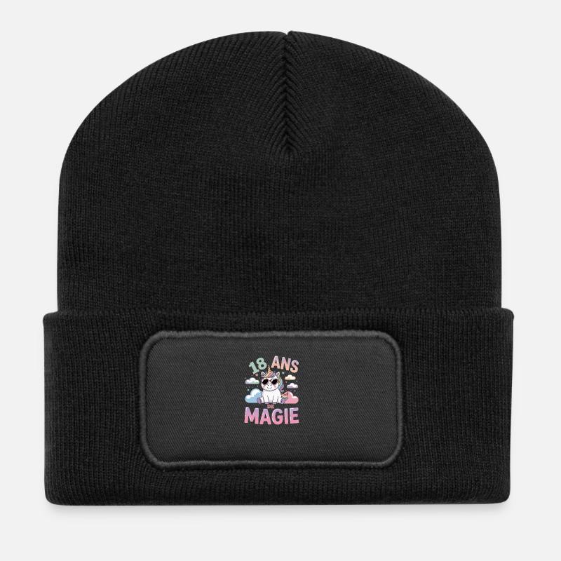 18 ans de magie - Beanie recyclé à patch - noir