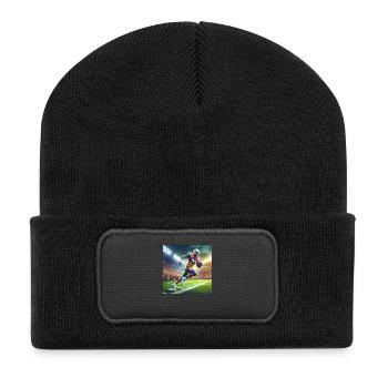 Football für kleine und große . - Recycelte Patch Beanie - Schwarz - Vorne