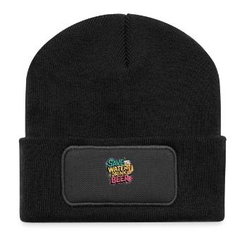 Économisez de l’eau, buvez de la bière - Motif graffiti coloré - Beanie recyclé à patch - noir - Devant